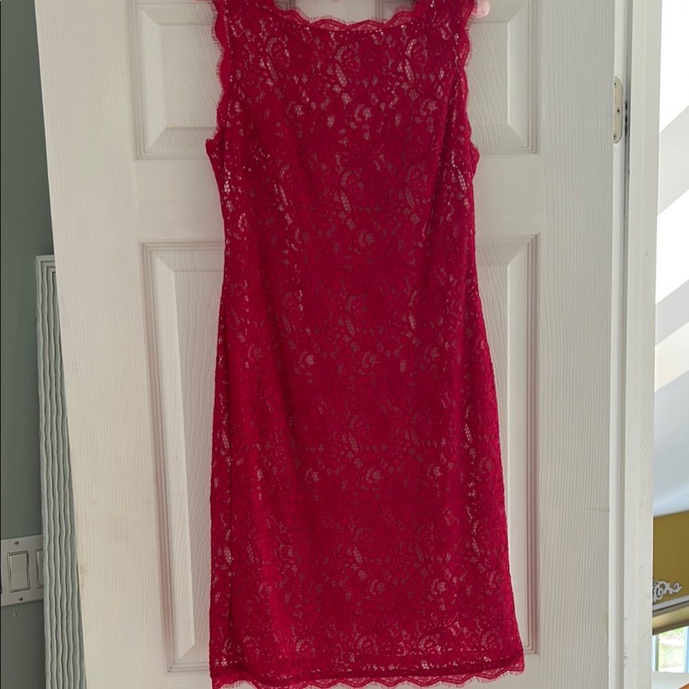 EUC Adrianna Papell Elegant Lace Sleeveless Dress - Fuschia Pink - 10
